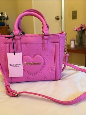 Juicy Couture Hot Pink Embossed Heart Mini Tote